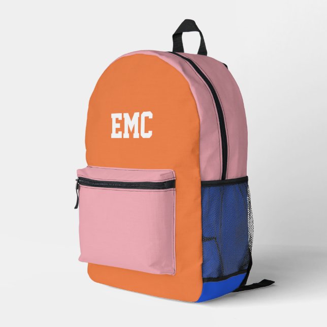 Personalisierte Farbblockmonogramm Bedruckter Rucksack (Rückseitige Ecke Rechts)