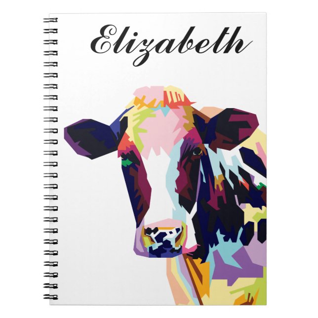 Personalisierte Farben Pop Art Cow Notebook Notizblock (Vorderseite)
