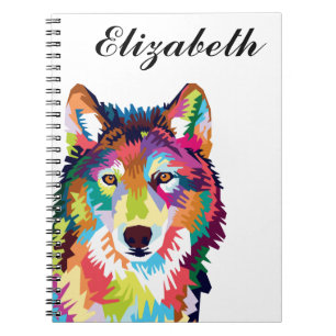 Personalisierte Farben Pop Art Wolf Notebook Notizblock