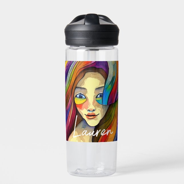 Personalisierte Farbenfrohe Abstrakte Kunst, Hübsc Trinkflasche (Vorderseite)