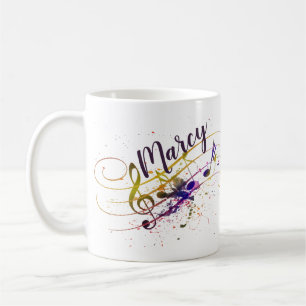 Personalisierte farbenfrohe Musiksplatter Kaffeetasse