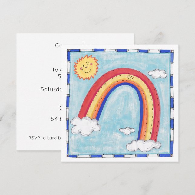 Personalisierte farbenfrohe Regenbogen-Geburtstags (Vorne/Hinten)
