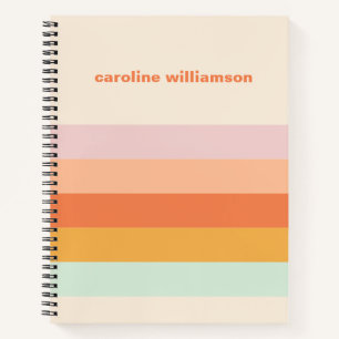 Personalisierte farbenfrohe Streifen Retro Bonbon Notizbuch