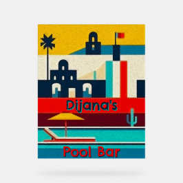 Personalisierte, farbenfrohe, surreale Strandgesta Acrylschild