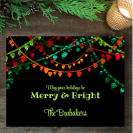 Personalisierte, farbenfrohe Weihnachtsbeleuchtung Feiertagspostkarte