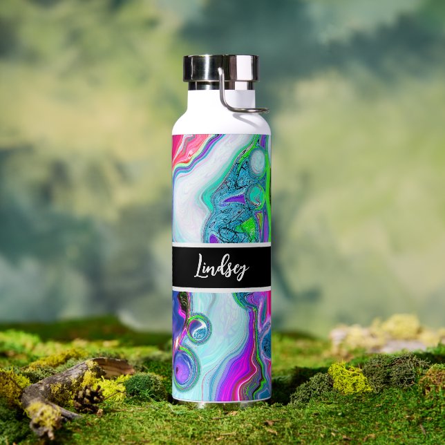 Personalisierte farbenfrohe Wirbel Marmorwasser Ku Trinkflasche (Außenbereich)