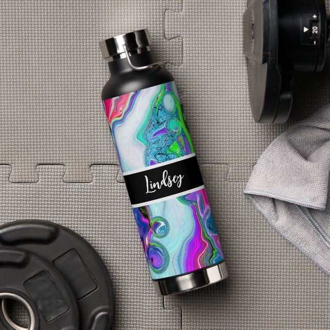 Personalisierte farbenfrohe Wirbel Marmorwasser Ku Trinkflasche (Fitnessstudio)