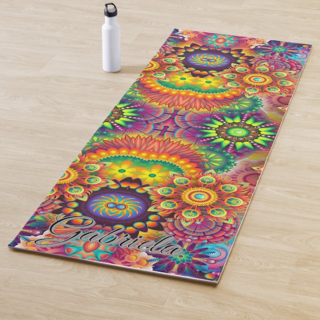 Personalisierte farbenfrohe Yogamatte – Schöne Äst (Beispiel)
