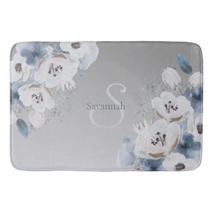 Personalisierte Farbflora-Monogramm Badematte