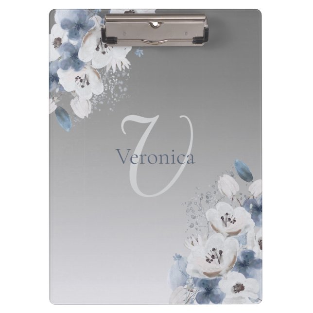 Personalisierte Farbflora-Monogramm Klemmbrett (Vorderseite)