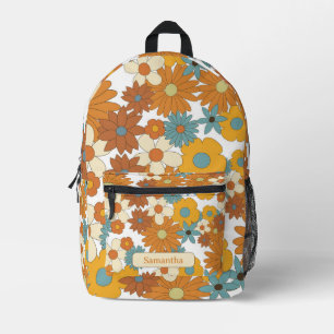 Personalisierte Farbige Retro-Blume Bedruckter Rucksack