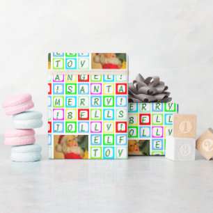 Personalisierte Farbquadrate und Foto Geschenkpapier