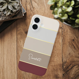 Personalisierte Farbstreifen in Braungold iPhone 16 Hülle