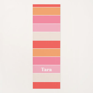 Personalisierte Farbstreifen in rosa Pfirsichfarbe Yogamatte