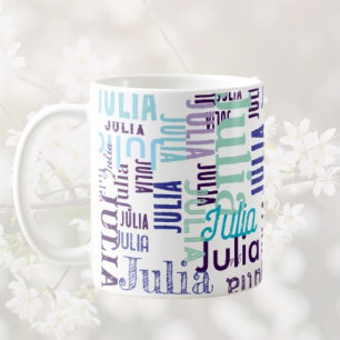 Personalisierte Farbtöne blauer Typografie Kaffeetasse