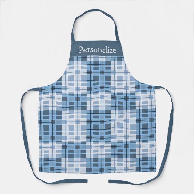 Personalisierte Farbtöne für blaues geometrisches  Schürze (Vorderseite)