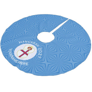Personalisierte färöische Engel-Hanukkah-Flagge Polyester Weihnachtsbaumdecke