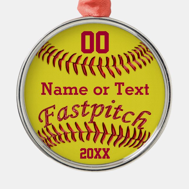 Personalisierte Fastpitch Softball-Geschenke für Ornament Aus Metall (Vorne)