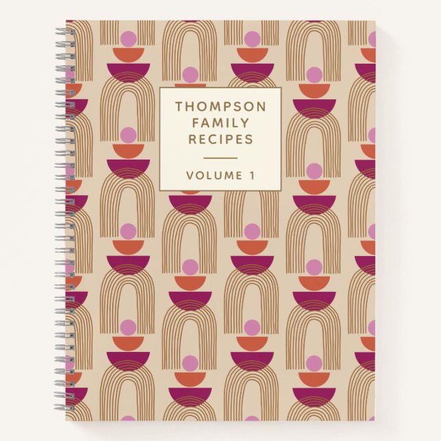 Personalisierte Favoritenrezepte Retro Earthy Notizbuch (Vorderseite)