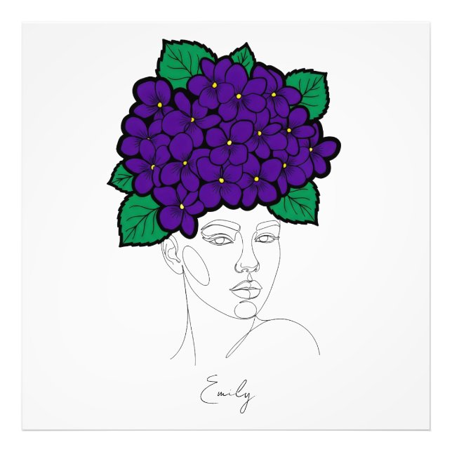 Personalisierte Februar-Geburtsmonats-Blumen-Krone Fotodruck (Vorne)