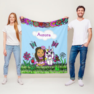 Personalisierte Fee, Blumen und Fleecedecke