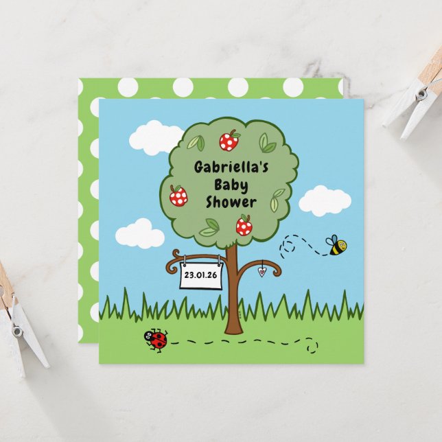 Personalisierte Feier Tree Kinderdusche Einladung (Vorderseite/Rückseite Beispiel)