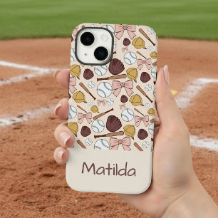 Personalisierte, feminine Baseball-Schleifen-Muste Case-Mate iPhone 14 Hülle