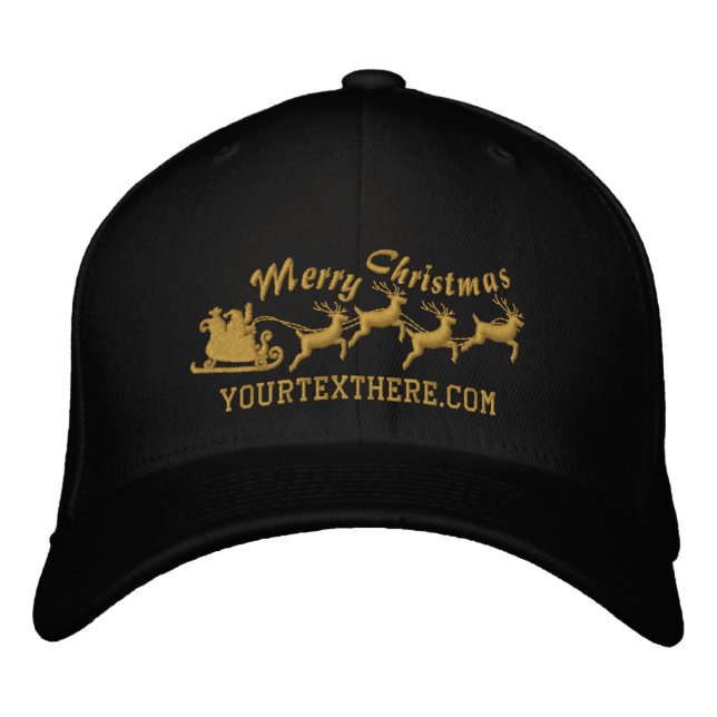 Personalisierte Ferien Santa Sleigh Reitstall Bestickte Kappe (Vorderseite)