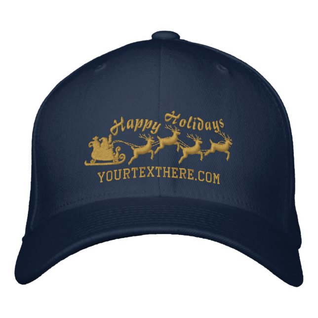 Personalisierte Ferien Santa Sleigh Reitstall Bestickte Kappe (Vorderseite)
