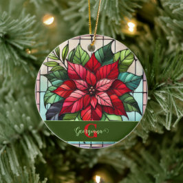 Personalisierte festgehaltene Gläser Poinsettia Keramik Ornament
