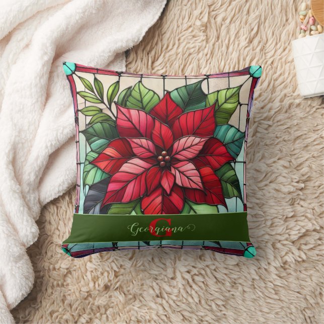 Personalisierte festgehaltene Gläser Poinsettia Kissen (Decke)