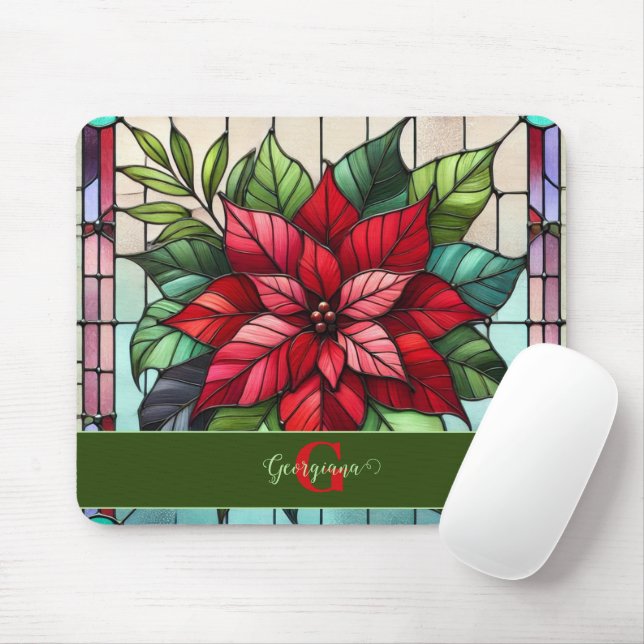 Personalisierte festgehaltene Gläser Poinsettia Mousepad (Mit Mouse)