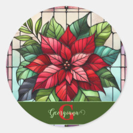 Personalisierte festgehaltene Gläser Poinsettia Runder Aufkleber