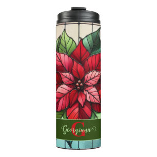 Personalisierte festgehaltene Gläser Poinsettia Thermosbecher