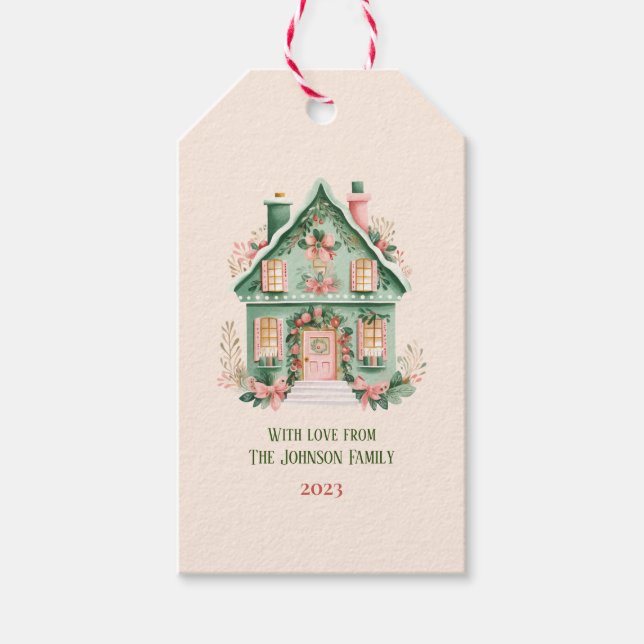 Personalisierte festliche Geschenkmarke Geschenkanhänger (Vorderseite)