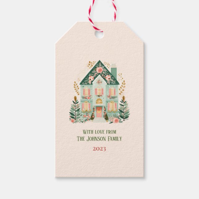 Personalisierte festliche Geschenkmarke Geschenkanhänger (Vorderseite)