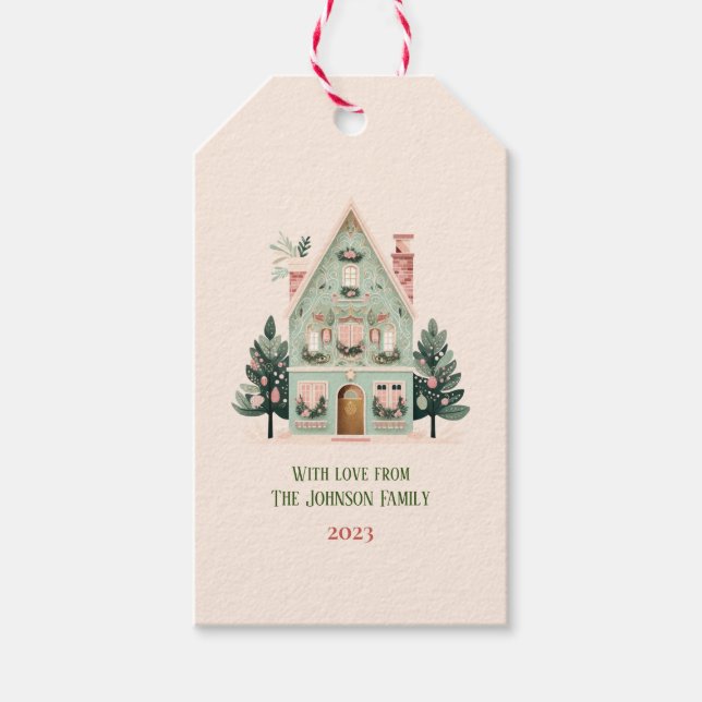 Personalisierte festliche Geschenkmarke Geschenkanhänger (Vorderseite)
