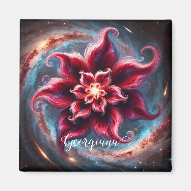 Personalisierte festliche Poinsettia Galaxie Magnet (Vorne)