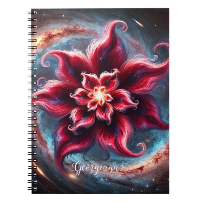 Personalisierte festliche Poinsettia Galaxie Notizblock (Vorderseite)