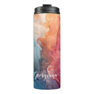 Personalisierte festliche Poinsettia Galaxie Thermosbecher