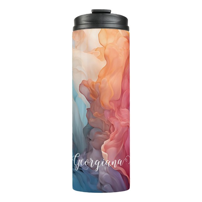 Personalisierte festliche Poinsettia Galaxie Thermosbecher (Vorderseite)
