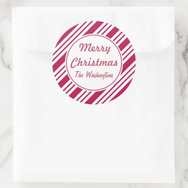 Personalisierte fette Peppermint Weihnachtskleber Runder Aufkleber (Tasche)