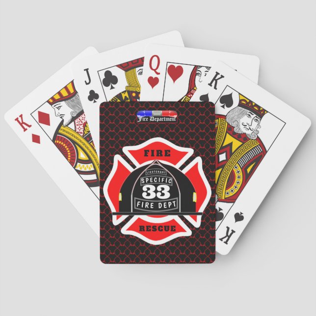 Personalisierte Feuerwehr Helm City Side Spielkarten (Rückseite)
