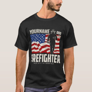 Personalisierte Feuerwehr-Rettungsflagge USA Patri T-Shirt
