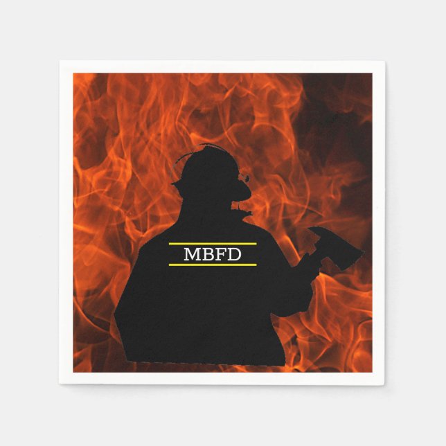 Personalisierte Feuerwehrleute und Flammen Napkins Serviette (Vorderseite)