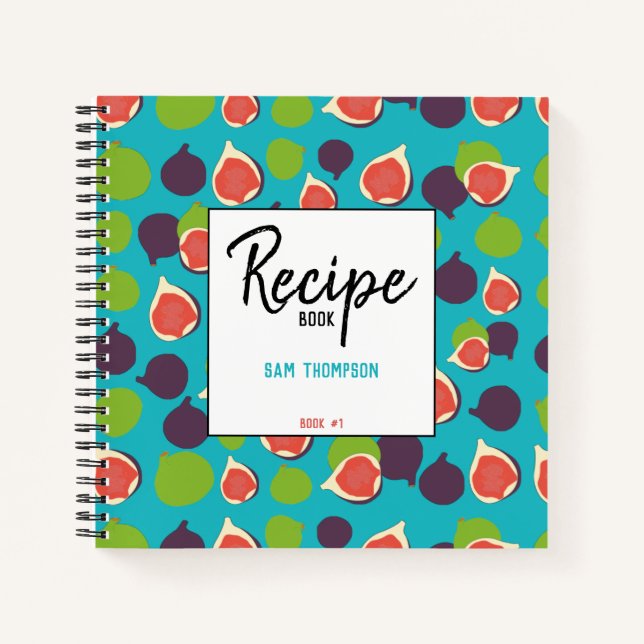 Personalisierte Fig Summer Fruchtmuster Rezept Notizbuch (Vorderseite)