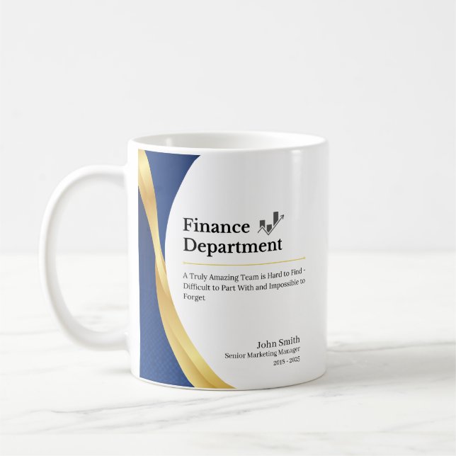 Personalisierte Finanzabteilung Kaffeetasse (Links)