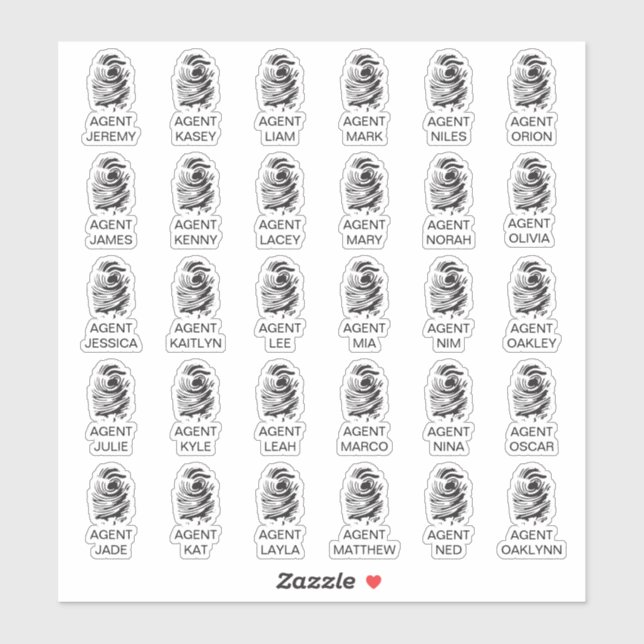 Personalisierte Fingerprint Spy Party Stickers Aufkleber (Blatt)