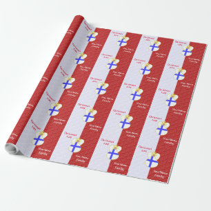 Personalisierte finnische Engel-Flagge Rot-Weiß Geschenkpapier