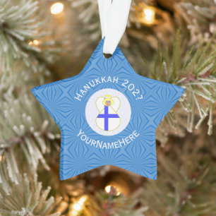 Personalisierte finnische Engel-Hanukkah-Flagge Ornament
